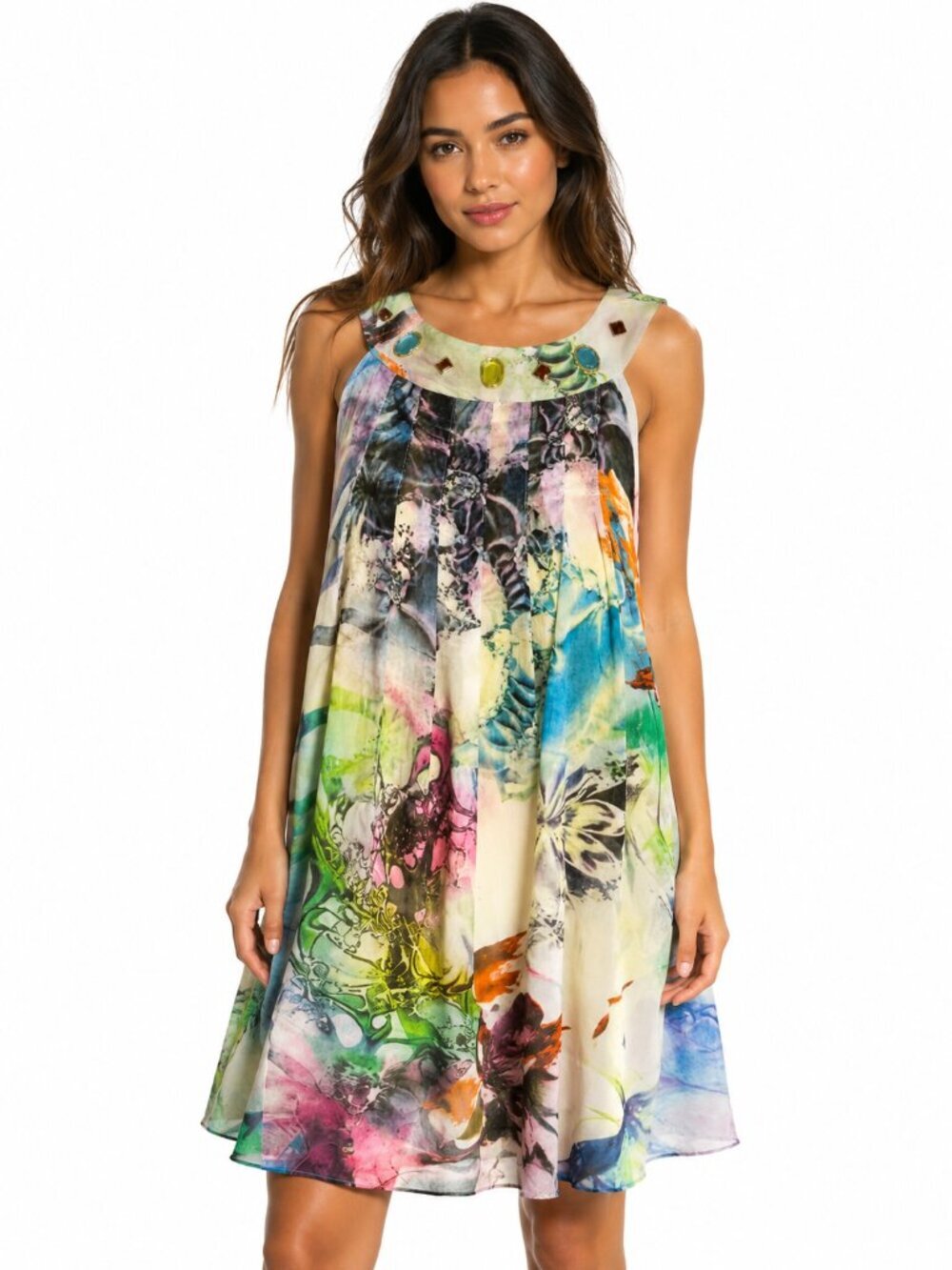 K Studio Collection Floral Sleeveless Shift Dress Size 12 Abstract Print